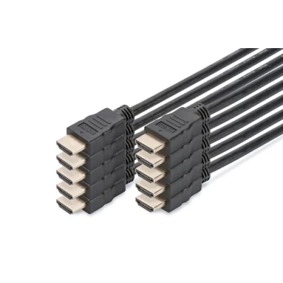 Abbildung von DIGITUS HDMI High Speed Anschlusskabel, Typ A St/St 2.0 2.0m mit Ethernetkanal Ultra HD 4k/60Hz 10er Set kompatibel TV/Beamer/Monitor vergoldete Kontakte Schwarz