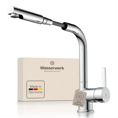 Abbildung von WASSERWERK Spültischarmatur &quot;WK 4, Wasserhahn, Küche, Einhebelmischer&quot;, 360 schwenkbar, Cold Start Funkt., herausziehbar