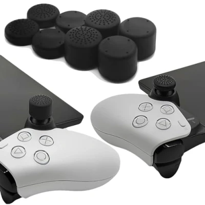 Abbildung von GIOPUEY Joystick Kappen Kompatibel mit Playstation Portal Remote Player, 8 Stück Silikon Thumb Grip Caps Schutz hülle Case Cover, Weich Anti Rutsch Black