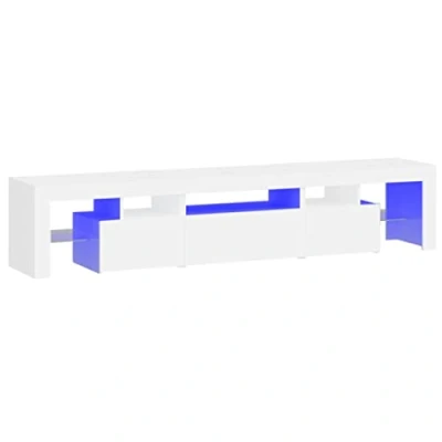 Abbildung von vidaXL TV Schrank mit LED Leuchten Lowboard Möbel Tisch Board Sideboard Fernsehschrank Fernsehtisch HiFi Weiß 200x36,5x40cm