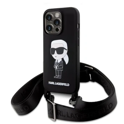 Abbildung von KARL LAGERFELD KLHCP15XSCBSKNK Hülle für iPhone 15 Pro Max 6.7&quot; hardcase Schwarz Crossbody Silicone Ikonik