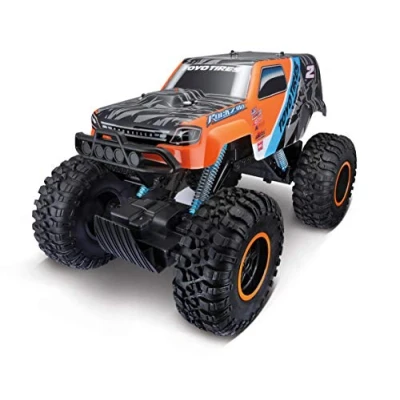 Abbildung von Maisto Tech R/C Rock Zilla 2: Ferngesteuertes Auto in Monstertruck Ausführung, 2,4 GHz mit Pro Style Fernsteuerung, USB Akku, Allradantrieb, 41 cm, orange (581340)