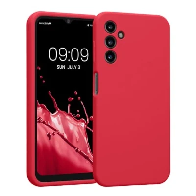 Abbildung von kwmobile Handyhülle kompatibel mit Samsung Galaxy A14 5G Hülle gummierte Handy Case aus Silikon in Awesome Pink