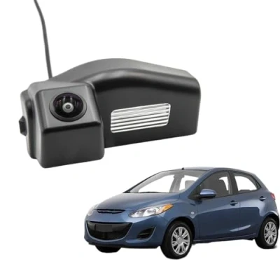 Abbildung von Nachtsicht Rückfahrkameras CCD HD AHD Fisheye Rückansicht Kamera Für Mazda 2 2007 2015 Auto Reverse Parkplatz Monitor