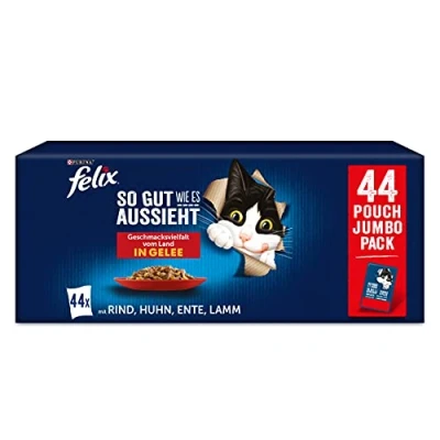 Abbildung von FELIX So gut wie es aussieht Geschmacksvielfalt vom Land in Gelee Katzennassfutter 44x85g Portionsbeutel