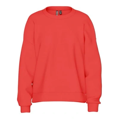Abbildung von Pieces Pcchilli LS Oversized Sweatshirt, Damen, Größe: Medium, Poppy red