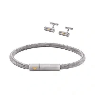 Abbildung von Emporio Armani SET Manschettenknopf, Herren, Größe: One Size, Silber