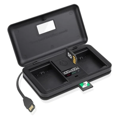 Abbildung von DMW BLK22/BLF19E Akku Ladegerät mit Kartenleser, kompatibel Panasonic Lumix DC S5, S5 II, IIX, GH5 GH6, S5II, S5IIX, S5M2, S5M2X, GH5M2