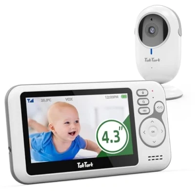 Abbildung von TakTark Babyphone mit Kamera, 4.3&#039;&#039; Video Baby Monitor, Babyfon Kamera und Audio VOX, Gegensprechfunktion, Nachtsicht, Digitalzoom, Temperaturüberwachung Keine störenden Lichter