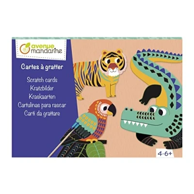 Abbildung von Avenue Mandarine KC124C Kreativset mit 5 Bögen Kratzbilder, 15x21 cm, Tiere
