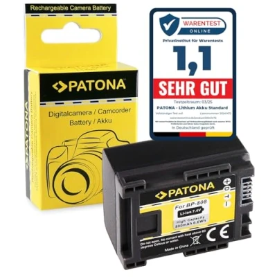 Abbildung von PATONA Akku Ersatz für Canon BP 808 807 809 819 827 Batterie Kompatibel mit HG 21 20 HF11 HF100 FS 100 Legria HF M36 M306 M307 M406