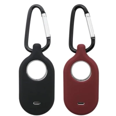 Abbildung von (2 Packungen) Doweiss Schutzhülle Kompatible für Samsung Galaxy SmartTags 2, weiche Gummi Schutzhülle, Kratzfest, leicht, mit Clips, Schlüsselanhänger passend 2 (Schwarz + Weinrot)