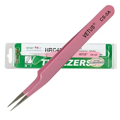 Abbildung von p beauty VETUS Wimpern Pinzette für die Wimpernverlängerung Ideal geeignet Einzelwimpern &amp; Volumentechnik Inklusive Schutzkappe CS 5A