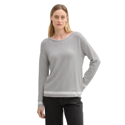 Abbildung von TOM Tailor MIT Lenzing Ecovero Strickpullover, Damen, Größe: XL, Anthrazit knit heringbone
