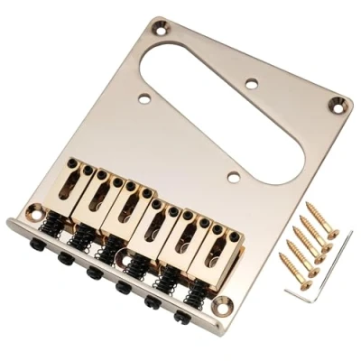 Abbildung von Musiclily Pro 54mm Moderne Telecaster Steg Bridge Zinklegierung 6 Saitenreiter für Squier und Import Tele Style E Gitarre, Gold