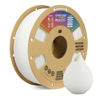 Abbildung von OVERTURE Filament PLA 1.75mm Aufgerüstet, 3D Drucker 1kg Spule (2.2 LBS), Maßgenauigkeit +/ 0.02mm (Weiß)