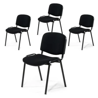 Abbildung von Topsit Büro &amp; More 4er Set Besucherstuhl ISO, Bequemer Konferenzstuhl, stapelbar, mit gepolsterter Sitzfläche und Rückenlehne (Schwarz)