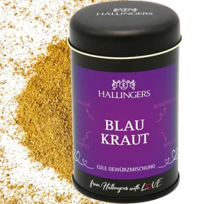 Abbildung von Hallingers Blaukraut Gewürz Mischung für Möhren Ragout, Rotkohl Kompott &amp; Rote Beete Relish (Dose) Adventskalender Neuheiten befüllen Neues Zuhause Ruhestand Freundschaft Genes