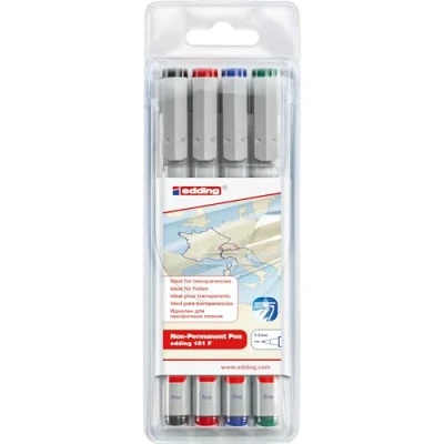 Abbildung von edding Folienstift e 151 F, (4 tlg), mit non permanenter Tinte