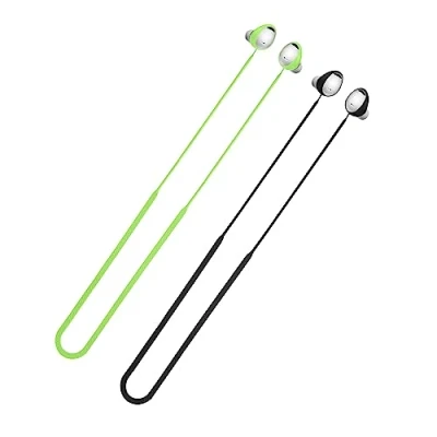 Abbildung von kwmobile 2X Halteband kompatibel mit Samsung Galaxy Buds2 Pro Headphones Kopfhörer Halter Band Strap in Schwarz Neon Grün