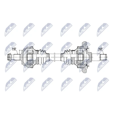 Abbildung von NTY NPW ME 210 Antriebswelle Hinterachse links 786mm Automatikgetriebe