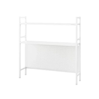 Abbildung von Jan Nowak Bücherregal für den Schreibtisch Jenny Schreibtischregal Metall mit 2 Regalböden, Lochplatte Aufsatzregal Ideal Büros und Kleine Räume 95 x 98 22 cm Weiß