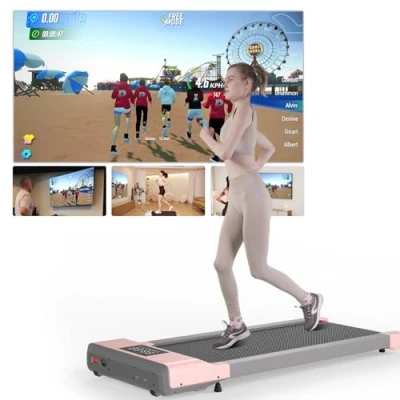 Abbildung von Superun Walking Pad max 159 KG/136 KG mit Trainingseinheit, Laufband für Zuhause App Geeignet High Tech Geräte Multiplayer Rennstrecke