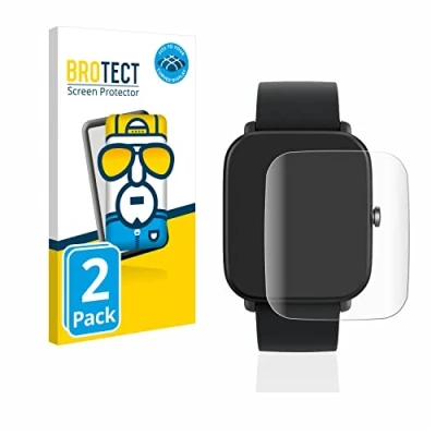 Abbildung von BROTECT 2 Stück Full Cover Schutzfolie für Huami Amazfit Bip U/Pro Screen Displayschutz Folie [3D Curved, Anti Fingerprint, Kristall Klar]