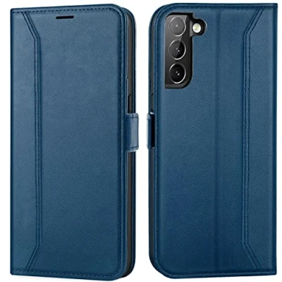 Abbildung von Verco Handyhülle für Samsung Galaxy S21 FE, 6,4 Zoll Premium Klapphülle Handy Flip Case FE 5G Hülle Book Tasche, Blau