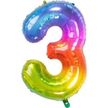 Abbildung von Heliumballon Yummy Gummy Regenbogen Zahl 3 81 cm