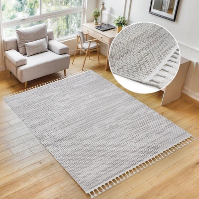 Abbildung von my home Teppich &quot;Mads&quot;, rechteckig, 6 mm Höhe, Boho Style, Hoch Tief Struktur, In und Outdoor geeignet, mit Fransen
