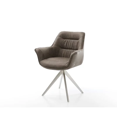 Abbildung von Drehstuhl Kaira Flex Taupe Vintage Kreuzgestell kantig Edelstahl 180 drehbar