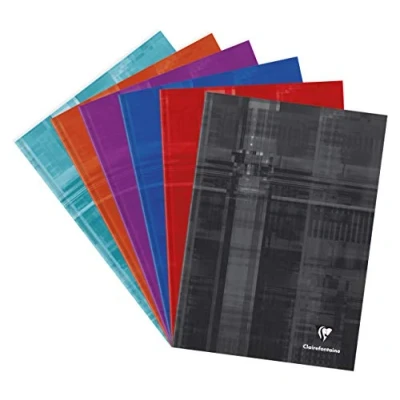 Abbildung von Clairefontaine 9045C Kladde / Notizbuch mit Hardcover DIN A4 21x29,7 cm, 96 Blatt 90g, liniert Rand, robust und strapazierfähig, farbig sortiert, 1 Stück