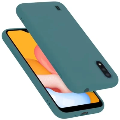 Abbildung von Cadorabo Hülle kompatibel mit Samsung Galaxy A01 Silikon Handyhülle für Case aus flüssigem kratzfeste und stoßfeste dünne TPU Schutzhülle LIQUID GRÜN
