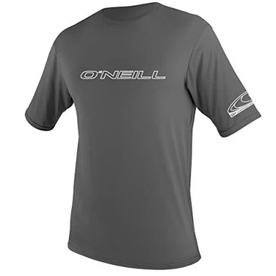 Abbildung von O&#039;Neill Wetsuits Men&#039;s Basic Skins Short Sleeve Sun Shirt Rash Vest, Graphite, XS