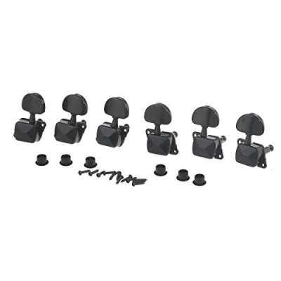Abbildung von Musiclily Pro 3L3R Semi Sealed Gitarre Tuners Mechaniken Machine Heads Tuning Pegs Set für Les Paul SG Style E Folk Akustische Gitarre,Schwarz