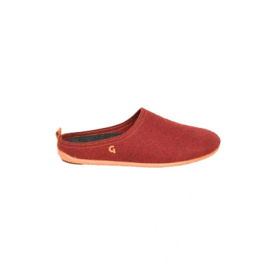 Abbildung von Gottstein Filzhausschuh Wool Slide in für Damen &amp; Herren Hausschuh aus 100% Schurwolle mit anatomisch geformter Einlegesohle Pantoffel Gummi Sohle Drinnen Draußen Re Red/Orange 40