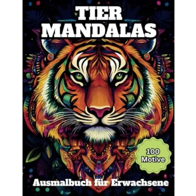 Abbildung von 100 Tiere im Mandala Stil, Ausmalbuch für Erwachsene Entspannung &amp; Kreativität: Anti Stress Malvorlagen mit Adlern, Fischen, Papageien mehr