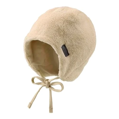 Abbildung von Sterntaler Mütze aus Teddyflausch Unisex Babymütze mit angeschnittenen Ohrenklappen und Bindeband warme Beanie, gefüttert Baumwollfleece Erstlingsmütze beige, 43
