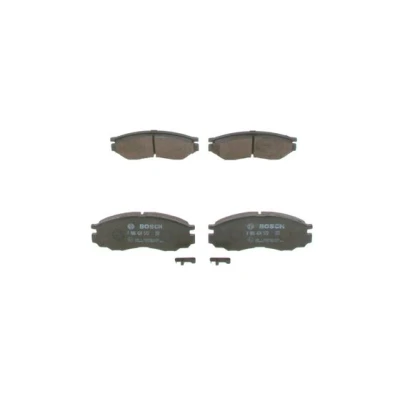 Abbildung von BOSCH 0 986 424 572 Bremsbelagsatz Low Metallic mit akustischer Verschleißwarnung Anti Quietsch Blech MITSUBISHI: PAJERO 2, L200 III Pickup