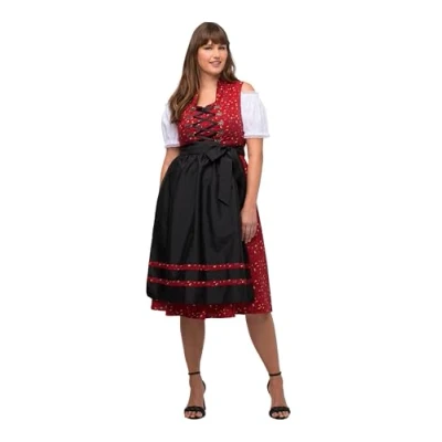 Abbildung von Ulla Popken Damen Dirndl Viola Schnürung Kleid, Salsa, 52