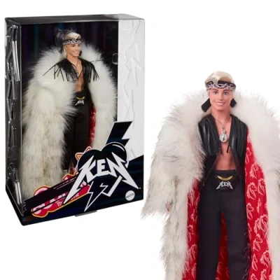 Abbildung von Mattel Movie Doll Figur Ryan Gosling als Ken mit Pelzmantel (HRF31)