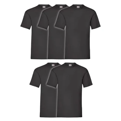 Abbildung von Fruit of the Loom 5er Pack Valueweight T Shirt + GRATIS MyShirt Stoffbeutel, Farbe:Graumeliert, Größe:4XL