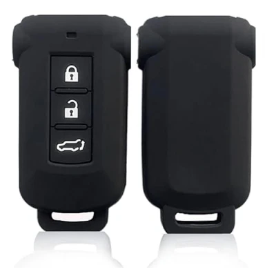 Abbildung von Nordecco Silikon Schlüssel Schutzhülle für Mitsubishi Outlander PHEV Pajero Delica D5 2014 2017 2018 3 Tasten KeyLess (schwarz)