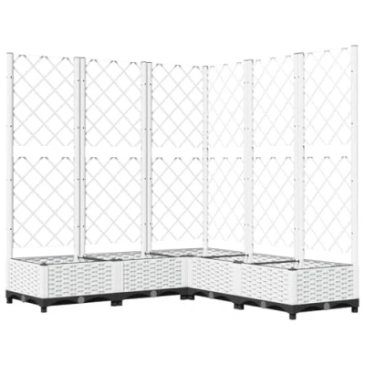 Abbildung von vidaXL Pflanzkübel mit Rankgitter, Pflanzkasten Spalier, Blumenkübel Gartenspalier, Hochbeet Blumenkasten Rankhilfe, Rankkasten, Weiß PP