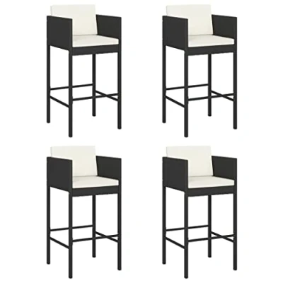 Abbildung von vidaXL 4X Barhocker mit Kissen Küchenhocker Garten Barstuhl Tresenhocker Thekenhocker Tresenstuhl Bistrohocker Gartenmöbel Schwarz Poly Rattan