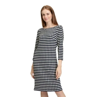 Abbildung von Betty Barclay Damen Etuikleid mit 3/4 Arm 42, Dunkelblau/Weiß