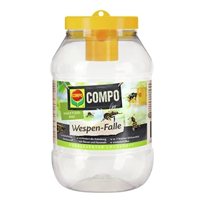 Abbildung von COMPO Wespen Falle, Natürlicher Inhaltsstoff, Insektizidfrei, Bis zu 3 Wochen Langzeitwirkung, Wiederbefüllbar, Wespenspray