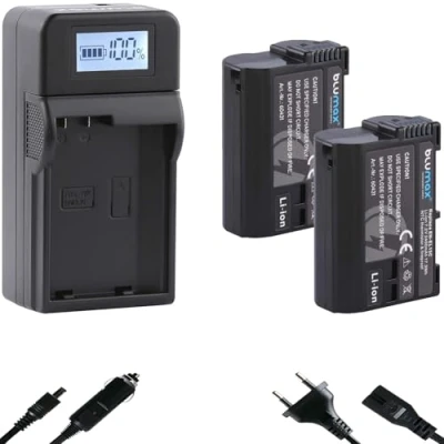 Abbildung von 2X blumax Akku Ersatz für Nikon EN EL15c 2400mAh mit NTC Sensor &amp; V1 Gehäuse + Speed Charger EL15b EL15a EL15 Z8 Z7 II Z6 III Z5 Zf