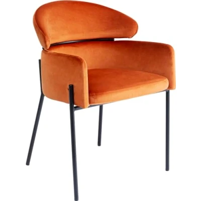 Abbildung von Kare Design Armlehnstuhl Alexia Velvet, Orange, Esszimmerstuhl, Polsterstuhl, Samtoptik, Stahl Gestell, 46cm Sitzhöhe, 78x54x61 cm (H/B/T)